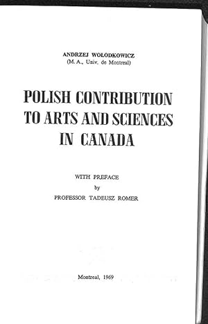 Polish contribution to arts and sciences in Canada
