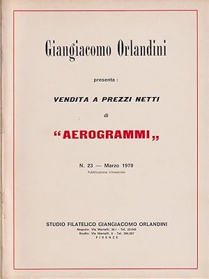 Vendita a prezzi netti di aerogrammi. n. 23, marzo 1970