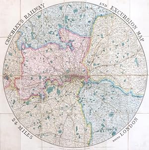 Cruchley's Railway and Excursion Map 24 Miles Round London