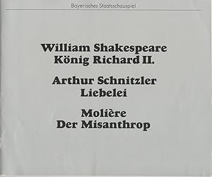 Seller image for Programmheft Knig Richard II. / Liebelei / Der Misanthrop Premiere 16. April 1978 for sale by Programmhefte24 Schauspiel und Musiktheater der letzten 150 Jahre