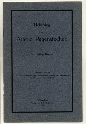 Seller image for Nekrolog auf Arnold Pagenstecher, mit Bibliografie. for sale by Antiquariat an der Linie 3