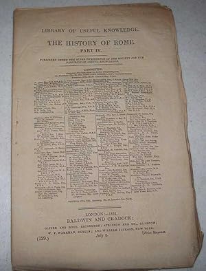 Seller image for The History of Rome Part IV (Library of Useful Knowledge part 129) for sale by Easy Chair Books