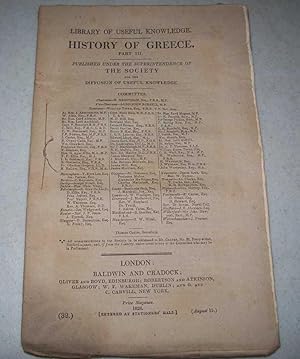 Seller image for History of Greece Part III (Library of Useful Knowledge part 32) for sale by Easy Chair Books