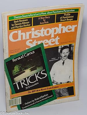 Seller image for Christopher Street: vol. 5, #5 March/April 1981: Renaud Camus; Tricks; 25 encounters for sale by Bolerium Books Inc.