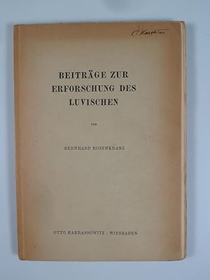 Bild des Verkufers fr Beitrge zur Erforschung des Luvischen. zum Verkauf von Antiquariat Dorner