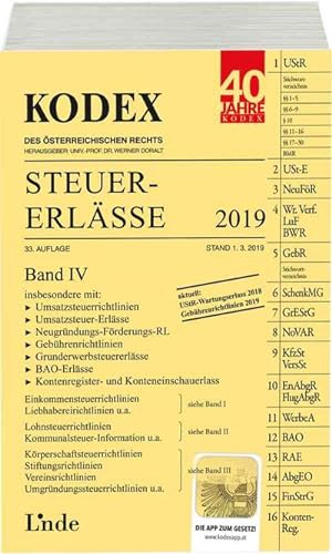 Immagine del venditore per KODEX Steuer-Erlsse 2019, Band IV (Kodex des sterreichischen Rechts) venduto da Versandbuchhandlung Kisch & Co.