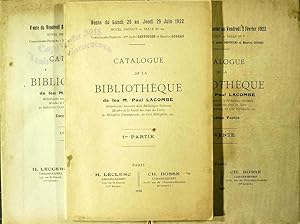 Catalogue de la bibliothèque de M. Paul Lacombe (3 volumes).