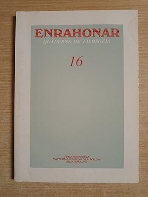 Image du vendeur pour ENRAHONAR - Quaderns de Filosofia n 16 mis en vente par Gibbon Libreria