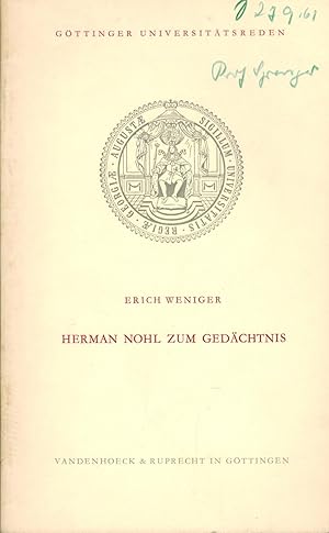 Bild des Verkufers fr Herman Nohl zum Gedchtnis (Gttinger Universittsreden 32) zum Verkauf von Paderbuch e.Kfm. Inh. Ralf R. Eichmann