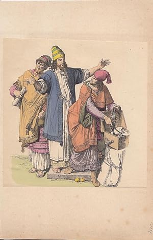 Bild des Verkufers fr Kostme (3). Kolorierter Holzstich, aufgeklebt, ca. 17 x 15 cm, ca. 1890. zum Verkauf von Antiquariat Michael Eschmann
