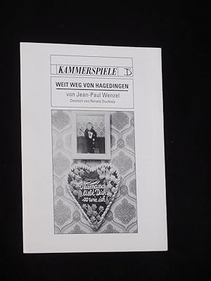 Bild des Verkufers fr Programmzettel Deutsches Theater Berlin 1996/97. WEIT WEG VON HAGEDINGEN von Jean-Paul Wenzel. Insz.: Michael Gruner, Bhnenbild/ Kostme: Peter Schulz. Mit Kurt Bwe, Christine Schorn und Stefanie Stappenbeck zum Verkauf von Fast alles Theater! Antiquariat fr die darstellenden Knste