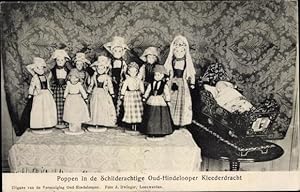 Ansichtskarte / Postkarte Puppen in Niederländischer Tracht, Schilderachtige Oud Hindelooper Klee...