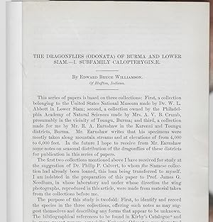 Immagine del venditore per The Dragonflies (Odonata) Of Burma And Lower Siam, Subfamily Calopteryginae venduto da Legacy Books II