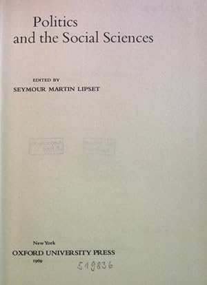 Bild des Verkufers fr Politics and the Social Sciences. zum Verkauf von books4less (Versandantiquariat Petra Gros GmbH & Co. KG)