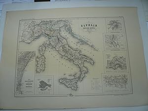 Italia nel XVII secolo, map, by Vallardi Editore, ca. anno 1860 -edited in Atlante Storico et Ita...