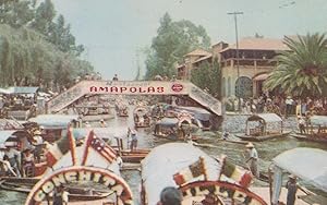 Xochimilco Mexico Boat Race 1960s Mexican Postcard
