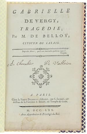 GABRIELLE DE VERGY. Tragédie.: