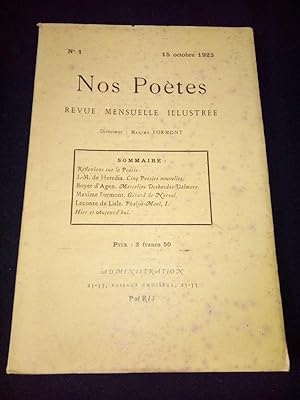 Nos poètes - Revue Mensuelle illustrée N. 1 / 15 Octobre 1923