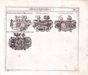 Bild des Verkufers fr Herrn und Freyherrn.: Tafel Nummer 23. Original-Kupferstich, Hv. Kriechpaumb Fh auf Kirchberg, F.H.v. Blomberg, FH Micranderische, Edle V: Hochburg des H: Rm:Reichsritter zum Verkauf von Antiquariat Kastanienhof