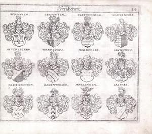 Bild des Verkufers fr Freyherrn. Original-Kupferstich, Wolhusen, Graveneck, Klettenberg, Wartenfels, Altenlegern, Warnsdorf, Waldersee, Saunstein, Reichenstein, Badenweiler, Mllingen, Salines zum Verkauf von Antiquariat Kastanienhof