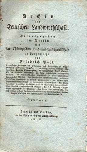 Bild des Verkufers fr Archiv der deutschen Landwirtschaft Heft Februar 1818 zum Verkauf von Clivia Mueller