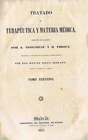 Seller image for TRATADO DE TERAPUTICA Y MATERIA MDICA. Tomo 4 (de 4) for sale by Librera Torren de Rueda