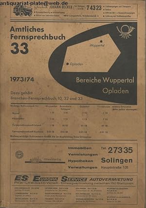 Bild des Verkufers fr Bereiche Wuppertal/Opladen 1973/74. zum Verkauf von Antiquariat-Plate
