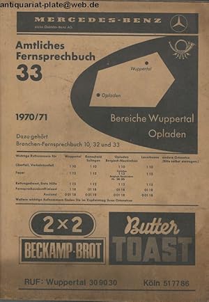 Bild des Verkufers fr Bereiche Wuppertal/Opladen 1970/71. zum Verkauf von Antiquariat-Plate