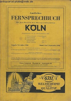 für den Bezirk der Oberpostdirektion KÖLN.