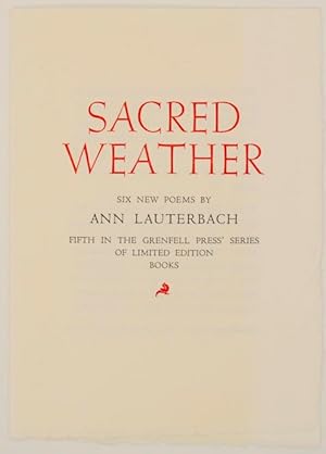 Immagine del venditore per Sacred Weather (Prospectus) venduto da Jeff Hirsch Books, ABAA