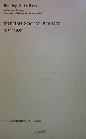 Seller image for British Social Policy 1914-1939. for sale by books4less (Versandantiquariat Petra Gros GmbH & Co. KG)