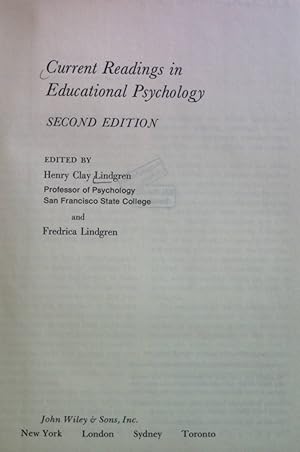 Bild des Verkufers fr Current Readings in Educational Psychology. zum Verkauf von books4less (Versandantiquariat Petra Gros GmbH & Co. KG)