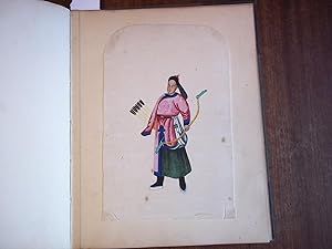An Album Containing 15 Mounted Watercolours Depicting 7 Chinese Costumed Figures and 8 Boating Sc...