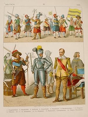 "Aus dem Dreißigjährigen Kriege" originale Farblithographie ca. 24x20cm (Darstellung) von Albert ...