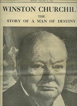 Imagen del vendedor de Historic The Daily Telegraph Original Broadsheet Newspaper | Monday January 25th 1965 | Lead Story to the Front Cover Headline: Winston Churchill: The Story of a Man of Destiny (Churchill Obituary Supplement). a la venta por Little Stour Books PBFA Member