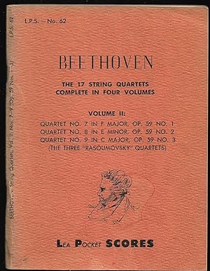 Image du vendeur pour Beethoven The 17 String Quartets complete in four volumes Volume II Quartet no. 7 in F Major, op. 59 no. 1 - no. 8 in E minor, op. 59 no. 2 - no. 9 in C Major, op. 59 no. 3 (The three Rasoumovsky Quartets) Urtext Edition mis en vente par Libreria Tara