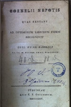 Immagine del venditore per Cornelii Nepotis quae exstant: ad optimorum librorum fidem recognovit. venduto da books4less (Versandantiquariat Petra Gros GmbH & Co. KG)