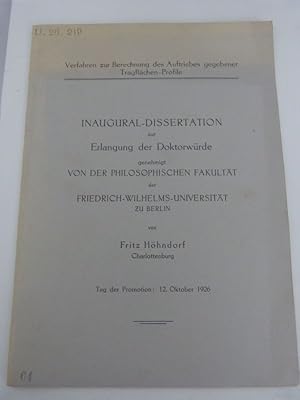 Verfahren zur Berechnung des Auftriebes gegebener Tragflächen-Profile. Inaugural-Dissertation (Un...