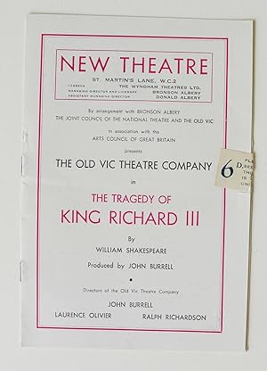 The Tragedy of King Richard lll . New Theatre St.Martin's Lane.Production by John Burrell. Direct...