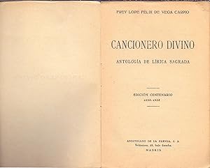Bild des Verkufers fr CANCIONERO DIVINO, ANTOLOGIA DE LIRICA SAGRADA - EDICION CENTENARIO, 1635-1935 zum Verkauf von Libreria 7 Soles