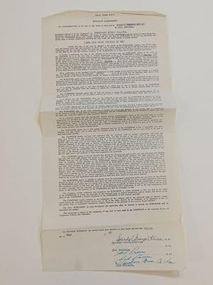 Rare Signed Contract; Songwriters' Royalty Agreement