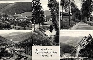 Bild des Verkufers fr Ansichtskarte / Postkarte Wenholthausen Eslohe im Sauerland, Gesamtansicht, Wallenstein, Birkenallee zum Verkauf von akpool GmbH