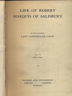 Life of robert Marquis of Salisbury 4vv