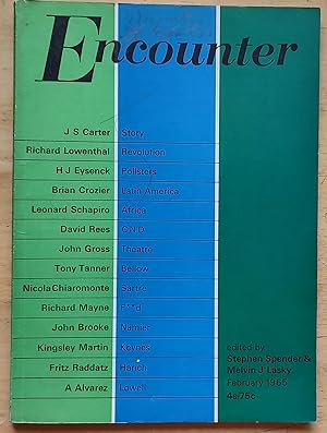 Seller image for Encounter February 1965 Vol XXIV No.2 / J S Carter "Enter On A Monument" / Richard Lowenthal "Has The Revolution A Future? (II)" / Richard Mayne "A Four-Letter Word" / H J Eysenck "Are Opinion Polls Adequate?" / Leonard Schapiro "The Soviet Dream Of Africa" / John Gross "Shows Of Strngth (theatre)" / Tony Tanner "Saul Bellow" / Nicola Chiaromonte "Sartre & The Prize" / John Brooke "Namier & His Critics" / Kingsley Martin "Arguing With Keynes" / A Alvarez "A Talk With Robert Lowell" for sale by Shore Books