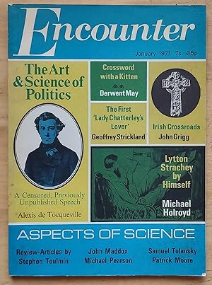 Imagen del vendedor de Encounter January 1971 Vol XXXVI No.1 / John Grigg "Irish Crossroads" / DerwentMay "Crossword with a Kitten" / Michael Holroyd "Lytton Strachey by Himself" / Alexis de Tocqueville "The Art & Science of Politics" / Aharon Megged "How Did the Bible Put It?" / Geoffrey Strickland "The First ' Lady Chatterley's Lover'" / Stephen Toulmin "Rediscovering History" / John Maddox "The Doomsday Men" / Samuel Tolansky "The Science of Optics" / Patrick Moore "Seeing Stars" a la venta por Shore Books