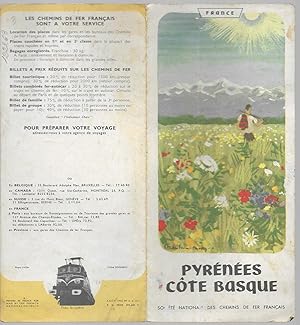 Pyrénés Côte Basque Folleto turistico 1953 S.N.C.F.