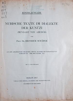 Nubische Texte im Dialekte der Kunuzi (Nubian Texts in Kunuzi dialect; Abuhor Vernacular))