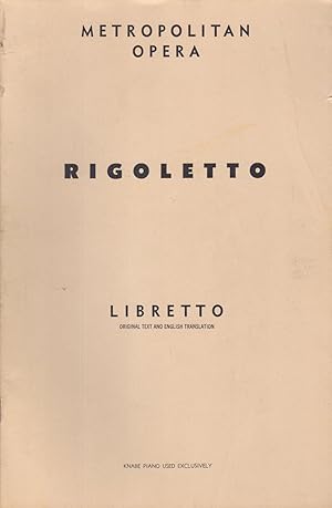 Bild des Verkufers fr Rigloetto: Opera in Four Acts (Franco Colombo, Inc. Collection of Opera Libretti) zum Verkauf von Dorley House Books, Inc.