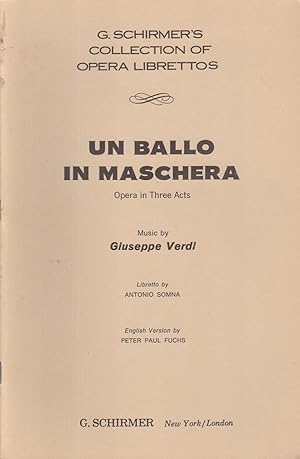 Seller image for Un Ballo in Maschera: Opera in Three Acts (G. Schirmer's Collection of Opera Librettos) for sale by Dorley House Books, Inc.