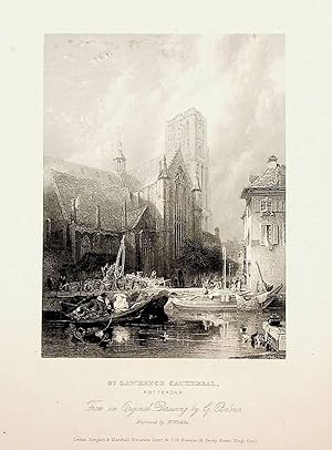 ROTTERDAM, Grote of Sint-Laurenskerk, Netherlands, Ansicht / View ca. 1835